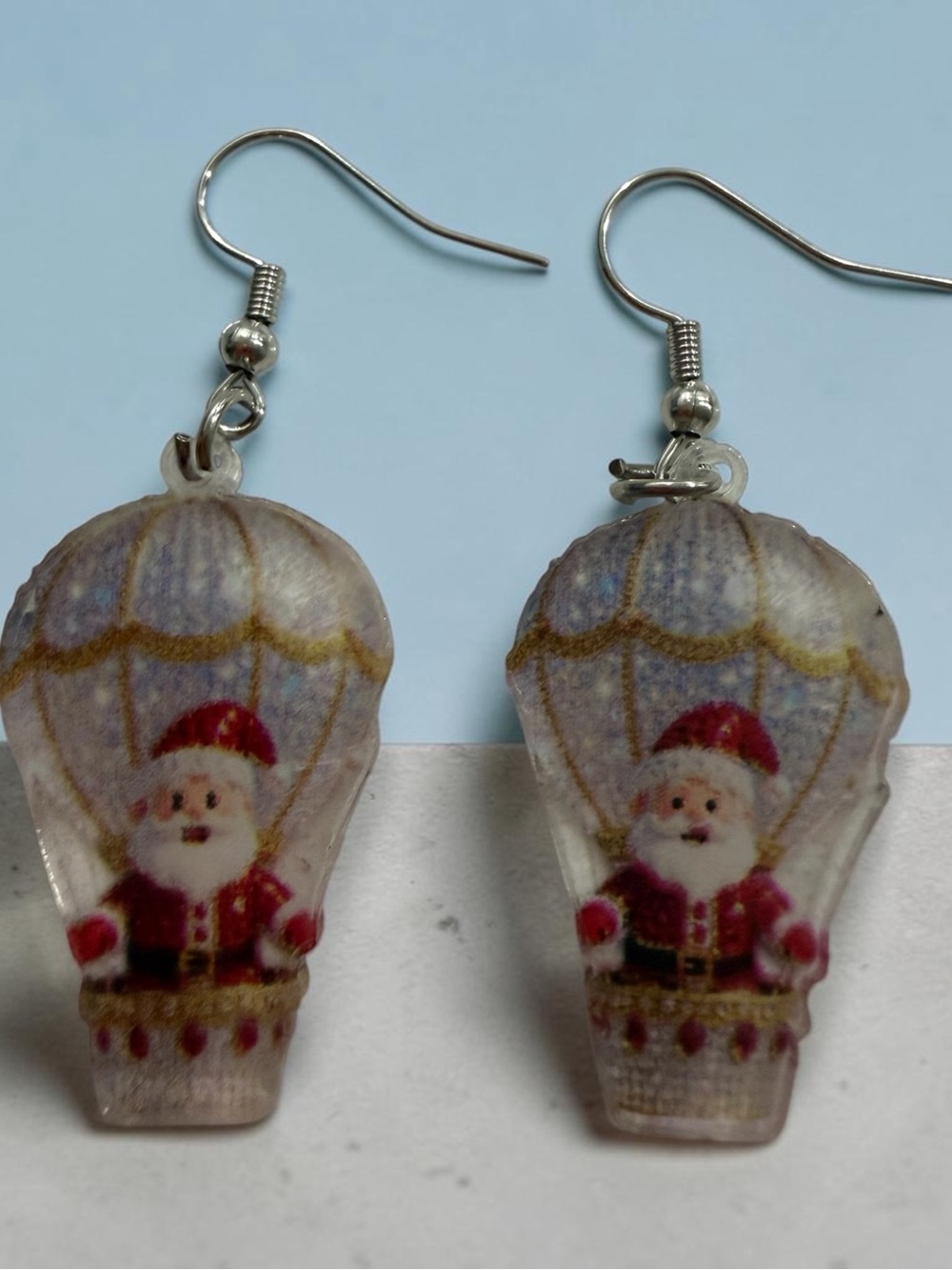 Holiday Santa Hot Air Balloon Earrings